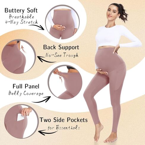 FULLSOFT 3 Pack Women’s Maternity Leggings Over The Belly-High Waisted Workout Pregnancy Yoga Pants Pockets in Saudi Arabia