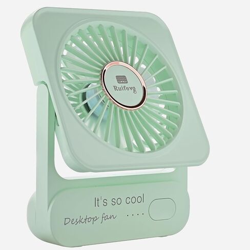Desktop Fan A219 – Rechargeable, Ultra Quiet, 3-Speed Adjustable, 180° Rotation, Portable USB-C Fan with 2000mAh Battery – Perfect for Office, Home, and Camping - Green in Saudi Arabia