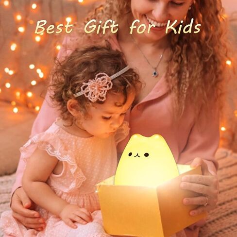 ZKLiLi Cute Cat Lamp, Night Light for Girls Bedroom, Kitty Lamp Birthday Gifts for Kids Baby Toddler Teen Portable Silicone Kawaii Nightlight Nursery Room Decor (Battery Cat) in Saudi Arabia