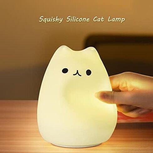 ZKLiLi Cute Cat Lamp, Night Light for Girls Bedroom, Kitty Lamp Birthday Gifts for Kids Baby Toddler Teen Portable Silicone Kawaii Nightlight Nursery Room Decor (Battery Cat) in Saudi Arabia