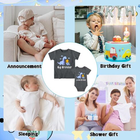 Funnycokid Big Brother Little Brother Matching Outfits Toddler Lil Bro Boy Shirts Set Baby Gifts Clothes in Kuwait