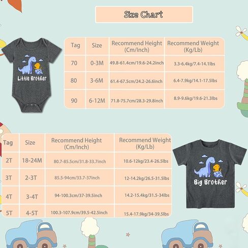 Funnycokid Big Brother Little Brother Matching Outfits Toddler Lil Bro Boy Shirts Set Baby Gifts Clothes in Kuwait