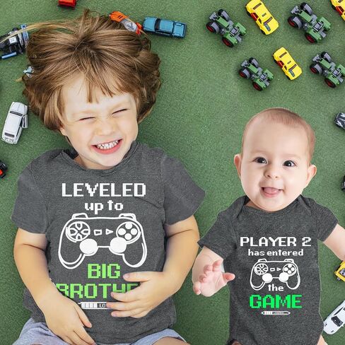 Funnycokid Big Brother Little Brother Matching Outfits Toddler Lil Bro Boy Shirts Set Baby Gifts Clothes in Kuwait