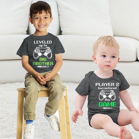 Funnycokid Big Brother Little Brother Matching Outfits Toddler Lil Bro Boy Shirts Set Baby Gifts Clothes in Kuwait