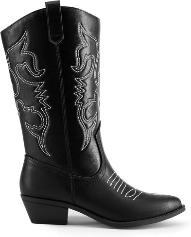DREAM PAIRS Women's Cowboy Boots Pull On Cowgirl Boots Mid Calf Western Boots in Saudi Arabia