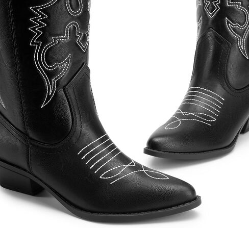 DREAM PAIRS Women's Cowboy Boots Pull On Cowgirl Boots Mid Calf Western Boots in Saudi Arabia