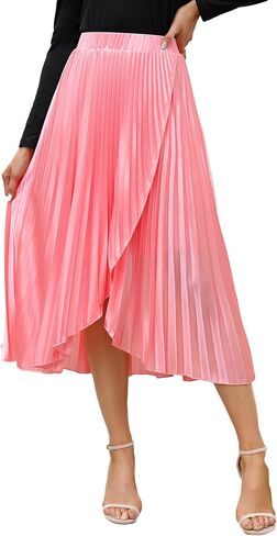 KOJOOIN Women's Midi Pleated Skirts Maternity High Elastic Waisted A Line Midi Skirts with Lining in Saudi Arabia