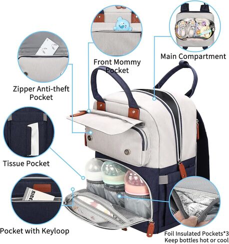 Diaper Bag Backpack, Baby Girl Diaper Bag for Mom, Large Pink Floral Diaper Bag Backpack for Girls, Waterproof Mom Backpack for Work Travel Holiday with Insulated Pockets and Stroller Straps in Kuwait