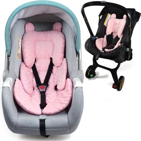 3in1 Reversible Carseat Head Body Support Newborn,3D Minnky Infant Car Seat Insert,Extra Soft Breathable Baby Car Seat Pillow Cushion Boys Girls,fit Stroller,Bouncer,Swing(Pink) in Saudi Arabia