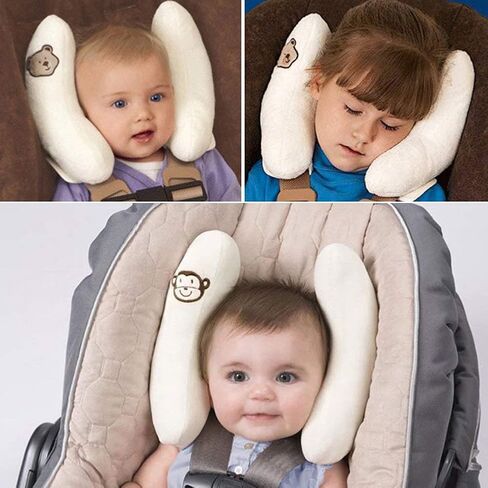 Adjustable Baby Head Support,U-Shaped Travel Pillow for Car Seats&Strollers | Baby Head Neck Support Pillow Cushion,Infant Travel Support for Toddlers and Kids,White in Saudi Arabia