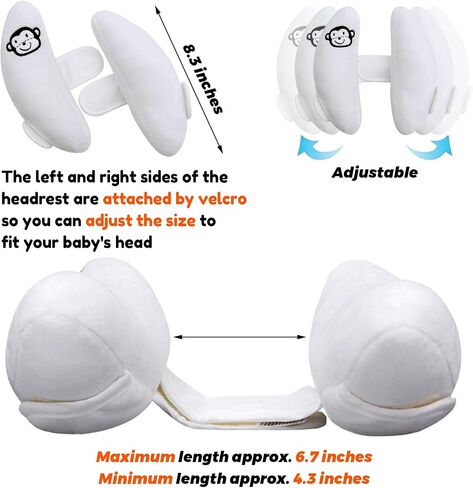 Adjustable Baby Head Support,U-Shaped Travel Pillow for Car Seats&Strollers | Baby Head Neck Support Pillow Cushion,Infant Travel Support for Toddlers and Kids,White in Saudi Arabia