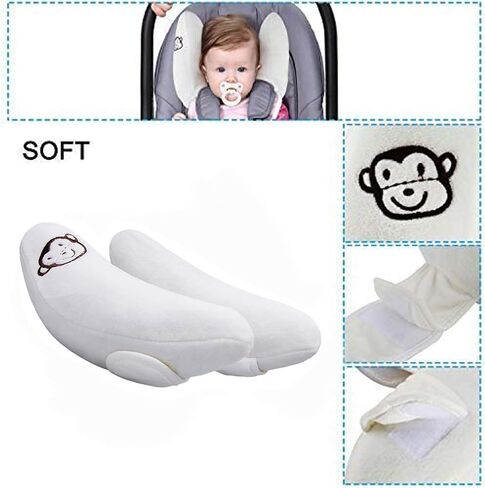 Adjustable Baby Head Support,U-Shaped Travel Pillow for Car Seats&Strollers | Baby Head Neck Support Pillow Cushion,Infant Travel Support for Toddlers and Kids,White in Saudi Arabia