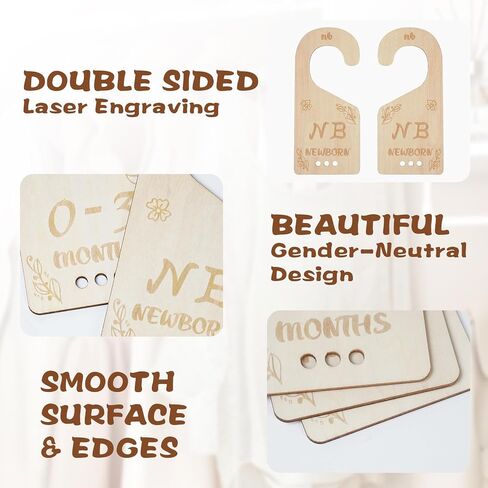 Baby Closet Dividers for Clothes Organizer - 8 PCs Double-Sided Carving Wooden Baby Wardrobe Divider for Baby Nursery from Newborn to 24 Months - Perfect Toddler Clothes Organizer (Lucky Clover) in Saudi Arabia