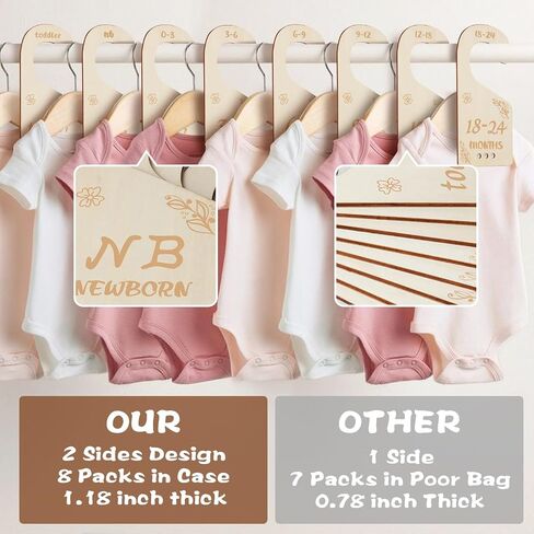 Baby Closet Dividers for Clothes Organizer - 8 PCs Double-Sided Carving Wooden Baby Wardrobe Divider for Baby Nursery from Newborn to 24 Months - Perfect Toddler Clothes Organizer (Lucky Clover) in Saudi Arabia