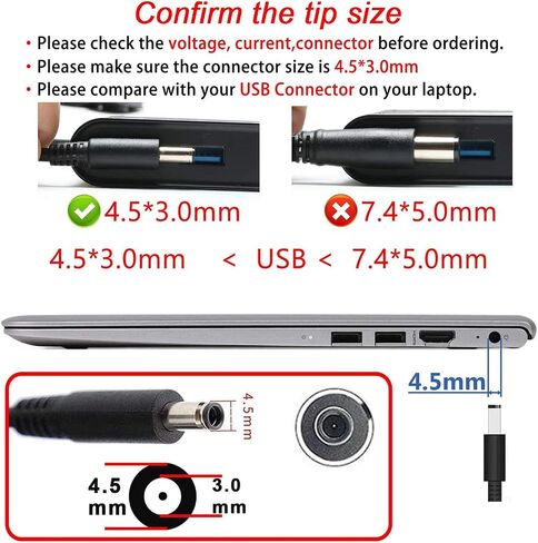 بديل لشاحن الكمبيوتر المحمول Dell بقدرة 65 وات USB C، Dell Latitude 5420 5430 5520 5320 7420 7430، XPS 12 9250 XPS 13 9350، LA65NM170، HA65NM170، 02YK0F، 0M1WCF، LA65NM190، HA65NM190، DA65NM 190 سلك طاقة من النوع C in Kuwait