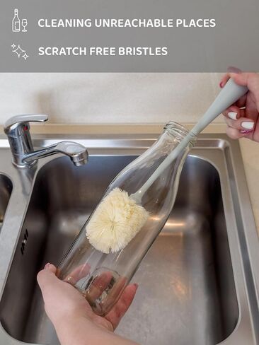 Scrub'n'Brush 1+1 PCS Bottle Brush Set with Soft Bristles and Scrub Brush - Kitchen Cleaning Brush for Cups, Coffee Mugs, Tea Kettles, Baby Bottles and More in Saudi Arabia