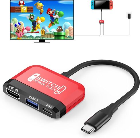 منصة تبديل لنينتندو سويتش/OLED سويتش، قاعدة تلفزيون محمولة 3 في 1 مع 4K HDMI USB 3.0 منفذ USB C PD شحن 100 وات، استبدال محطة إرساء السفر للتبديل in Kuwait