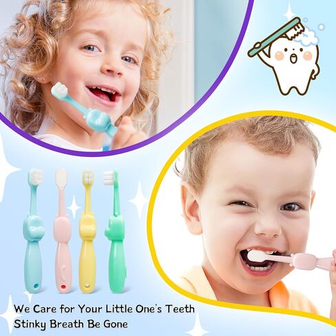 Kids Toothbrushes 4 Pack,Soft Bristles Toddler Toothbrush Age 2-6, Baby Toothbrush with 2 Silicone Holder Travel Toothbrush Set in Saudi Arabia