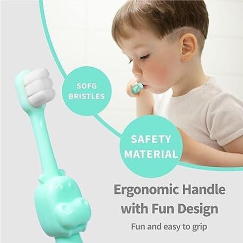 Kids Toothbrushes 4 Pack,Soft Bristles Toddler Toothbrush Age 2-6, Baby Toothbrush with 2 Silicone Holder Travel Toothbrush Set in Saudi Arabia