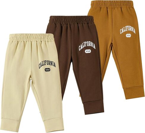 U·nikaka 3-Pack Baby Boy Pants Toddler Boy Sweatpants Athletic Toddler Boy Joggers Casual Cotton Flexy Pants and Leggings in Kuwait