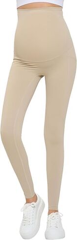 Natural Uniforms Womens Maternity High Waist, Bottom Lifting Nylon Yoga Leggings in Kuwait