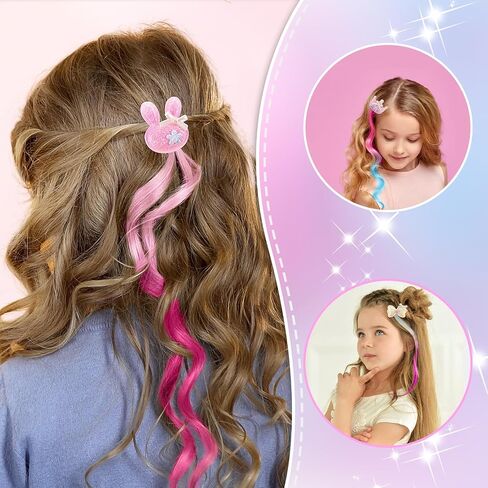 14 PCS Gradient Curly Hair Clip, Hair Clips for Girls, 13in Rainbow Hair Extensions for Kids, Curly Clip in Hair Extensions for Toddler Kids Girls Ponytails Accessories (Red) in Saudi Arabia