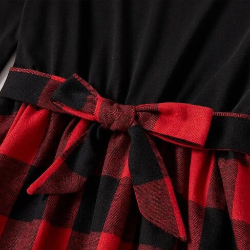 AWIBMK Mommy and Me Christmas Dresses Green Red Plaid Dress Fall Winter Xmas Holiday Mom Daughter Matching outfits in Kuwait