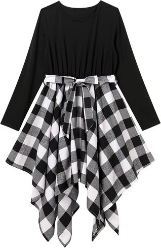 AWIBMK Mommy and Me Christmas Dresses Green Red Plaid Dress Fall Winter Xmas Holiday Mom Daughter Matching outfits in Kuwait