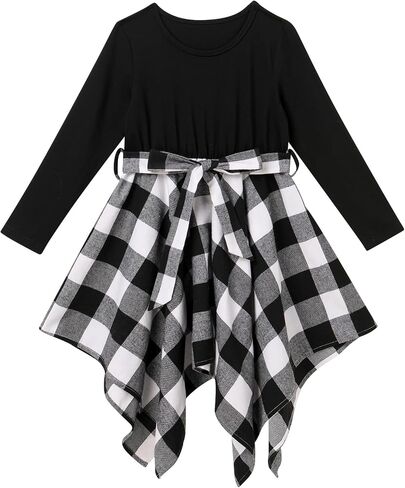 AWIBMK Mommy and Me Christmas Dresses Green Red Plaid Dress Fall Winter Xmas Holiday Mom Daughter Matching outfits in Kuwait