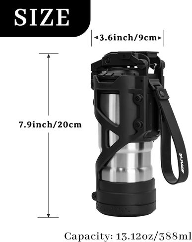 Water Bottle with Fixed Module, Vacuum Insulated Stainless Steel Water Cup, Leak Proof Button Lock, Drinking Bottle for Men, Easy Clean, Black in Saudi Arabia