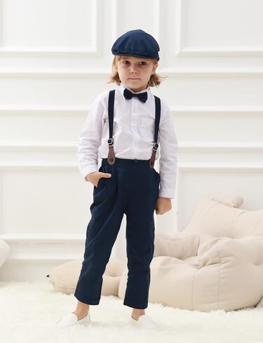 A&J DESIGN Toddler Boys Formal Outfit Baby Wedding Dress Clothes Kids Gentleman Suit Pants Set with Suspender in Saudi Arabia