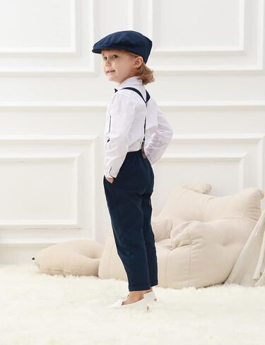 A&J DESIGN Toddler Boys Formal Outfit Baby Wedding Dress Clothes Kids Gentleman Suit Pants Set with Suspender in Saudi Arabia