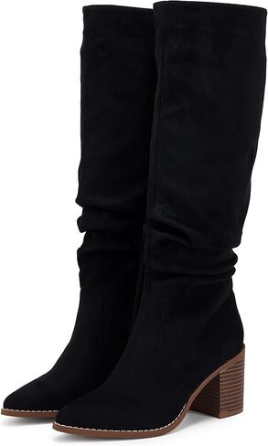 Huiyuzhi إمرأة وأشار اصبع القدم منتصف كعب مكتنزة الجانب سستة الجانب أحذية عالية في الركبة الجوارب الطويلة in Kuwait