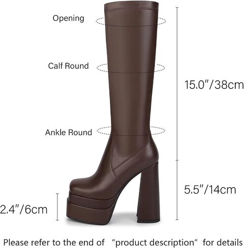 wetkiss Classic Platform Knee High Boots Go Go Boots | Chunky Heel, Hallowee, Stretch Fabric, Square Toe, Good Gifts, Cosplay Custume, Festival,Versatile in Saudi Arabia