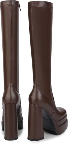 wetkiss Classic Platform Knee High Boots Go Go Boots | Chunky Heel, Hallowee, Stretch Fabric, Square Toe, Good Gifts, Cosplay Custume, Festival,Versatile in Saudi Arabia