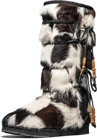 AU&MU Aumu Womens Comfort Suede Fur Shearling Stylish Knee High Winter Snow Boots Women Sheepskin in Saudi Arabia