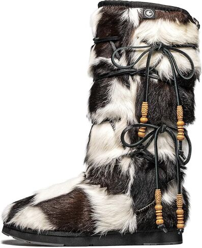 AU&MU Aumu Womens Comfort Suede Fur Shearling Stylish Knee High Winter Snow Boots Women Sheepskin in Saudi Arabia