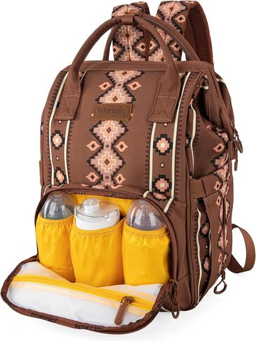 Wrangler Aztec Backpack Organized Daypack Travel Baby Bag with Stroller Strap and Side Bottle Pockets in Saudi Arabia