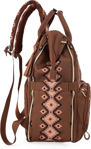 Wrangler Aztec Backpack Organized Daypack Travel Baby Bag with Stroller Strap and Side Bottle Pockets in Saudi Arabia
