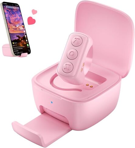 Remote Scrolling Ring for TikTok, 2-in-1 TIK Tok Scroller Ring with Phone Holder, Wireless Page Turner for iPad/iPhone Ebook Reading, Photo Taking Video Recording Remote for iOS Android Devices White in Saudi Arabia