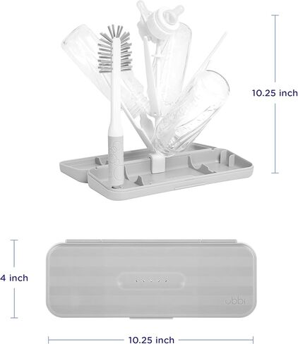 مجموعة فرشاة ورف تجفيف من Ubbi On-The-Go، تتضمن حقيبة سفر وفرشاة زجاجات للتخزين المدمج، تحمل ما يصل إلى 8 زجاجات، وإكسسوارات سفر للأطفال، رمادي داكن in Kuwait