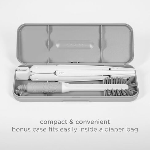 مجموعة فرشاة ورف تجفيف من Ubbi On-The-Go، تتضمن حقيبة سفر وفرشاة زجاجات للتخزين المدمج، تحمل ما يصل إلى 8 زجاجات، وإكسسوارات سفر للأطفال، رمادي داكن in Kuwait