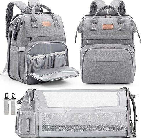 Diaper Bag Backpack, Large Capacity Multifunction Baby Bag for Boy Girl, Travel for Moms Dads, Baby Registry Search Shower Gifts Waterproof and Stylish Gray in Saudi Arabia