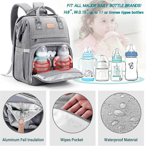 Diaper Bag Backpack, Large Capacity Multifunction Baby Bag for Boy Girl, Travel for Moms Dads, Baby Registry Search Shower Gifts Waterproof and Stylish Gray in Saudi Arabia