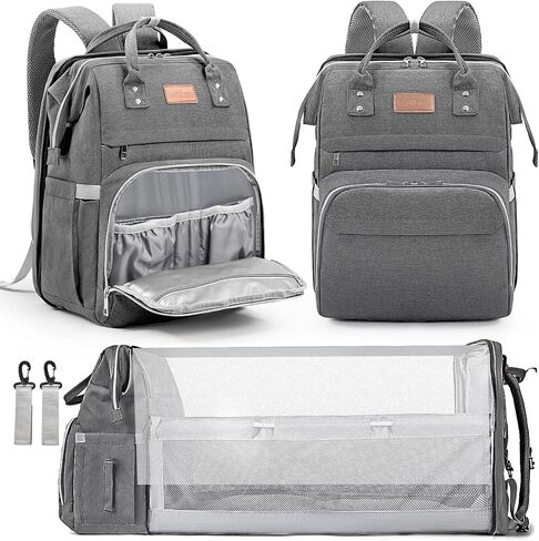 Diaper Bag Backpack, Large Capacity Multifunction Baby Bag for Boy Girl, Travel for Moms Dads, Baby Registry Search Shower Gifts Waterproof and Stylish Gray in Saudi Arabia
