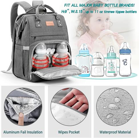 Diaper Bag Backpack, Large Capacity Multifunction Baby Bag for Boy Girl, Travel for Moms Dads, Baby Registry Search Shower Gifts Waterproof and Stylish Gray in Saudi Arabia