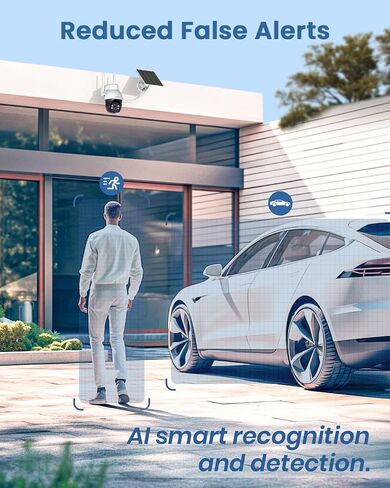 AOSU 3K/5MP Solar Security Cameras System Wireless Outdoor, Battery Powered WiFi Camera for Home Security, Panoramic PTZ, Auto Tracking, Human/Vehicle Detection, Color Night Vision (2 Pack) in Saudi Arabia