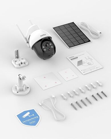 AOSU 3K/5MP Solar Security Cameras System Wireless Outdoor, Battery Powered WiFi Camera for Home Security, Panoramic PTZ, Auto Tracking, Human/Vehicle Detection, Color Night Vision (2 Pack) in Saudi Arabia