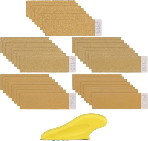 HARFINGTON 20pcs Micro Detail Sander Paper Kit 80-400 Grit Wet Dry Hook & Loop Alumina Sandpaper with Mini Hand Sanding Block for Wood Crafts, Metal Polishing, Tight Narrow Spaces in Saudi Arabia