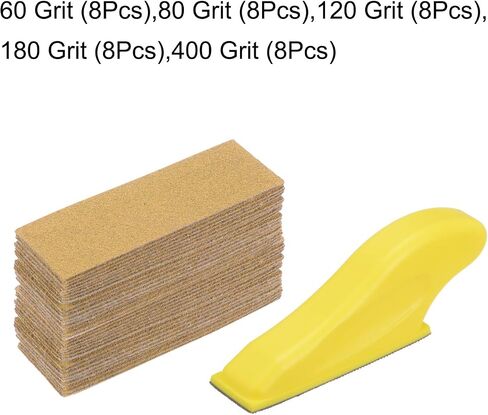 HARFINGTON 20pcs Micro Detail Sander Paper Kit 80-400 Grit Wet Dry Hook & Loop Alumina Sandpaper with Mini Hand Sanding Block for Wood Crafts, Metal Polishing, Tight Narrow Spaces in Saudi Arabia